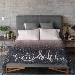 Cobertor Sherpa Nome de cintilações preto e rosa modernos