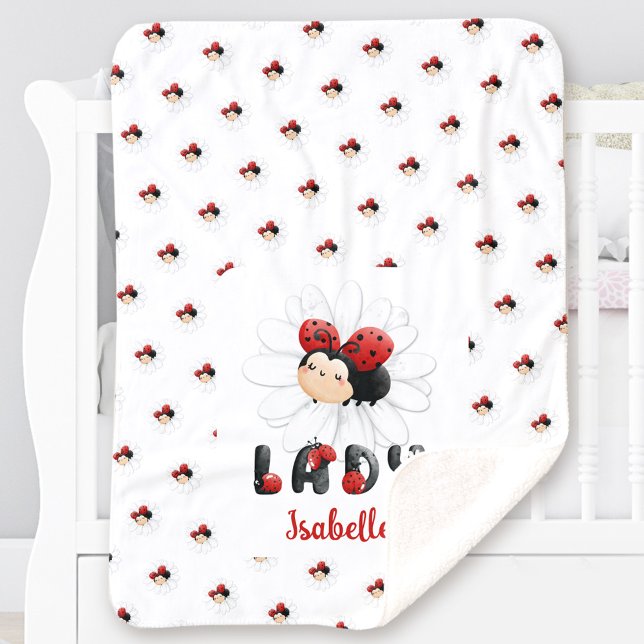 Cobertor Sherpa Nome de Ladybug bonito Sherpa Blanket (Cute Ladybug Name Sherpa Blanket)