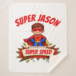 Cobertor Sherpa Nome de Super-Herói Personalizado para Crianças