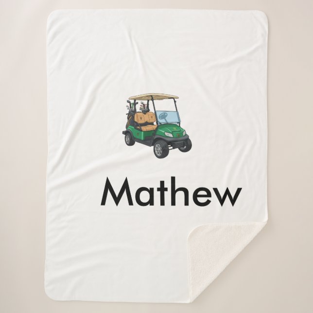 Cobertor Sherpa nome do carro de golfe verde presentes para menino (Frente)