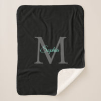 Nome do Teal, Monograma da Cinza, Blanket Sherpa N