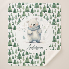 Cobertor Sherpa Nome do Urso de Teddy da Woodland de inverno