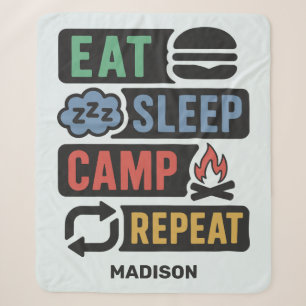 Cobertor Sherpa Nome e Cor Personalizados de Acampamento