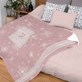 Cobertor Sherpa Nome e Monograma Personalizados | Flocos de neve g