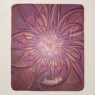 Cobertor Sherpa Nome Floral Fractal de Frutas Moderno Abstrato