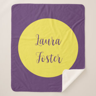 Cobertor Sherpa Nome legível de escrita manual Indigo e cor amarel