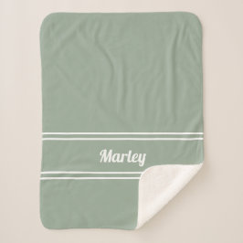 Cobertor Sherpa Nome Minimal Moderno Monograma em Script Verde Sál