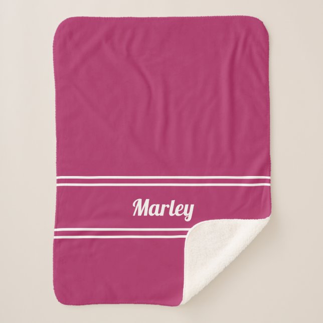 Cobertor Sherpa Nome Minimal Moderno Monograma Script Rosa Menina (Frente)