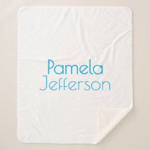 Cobertor Sherpa Nome moderno mínimo azul e branco profissional