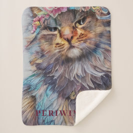 Cobertor Sherpa Nome Persa Personalizável e Gato de Foto
