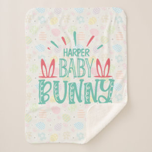 Cobertor Sherpa NOME Personalizado Baby Bunny Butterfly Ovos de Pá