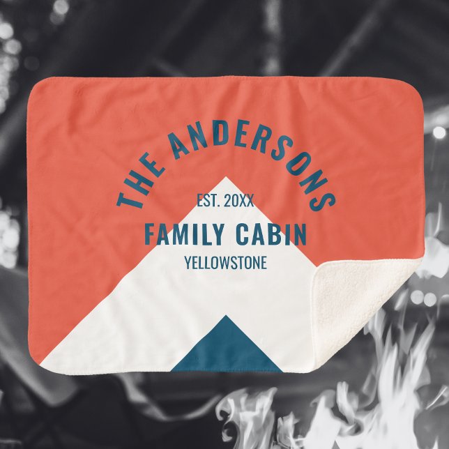 Cobertor Sherpa Nome Personalizado Cabine Família Retro Marinho Ve (Criador carregado)