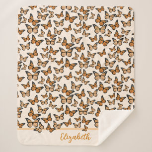 Cobertor Sherpa Nome Personalizado das Bordas Monarcas Laranja