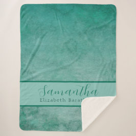 Cobertor Sherpa Nome Personalizado de Cor de Água Verde Elegante