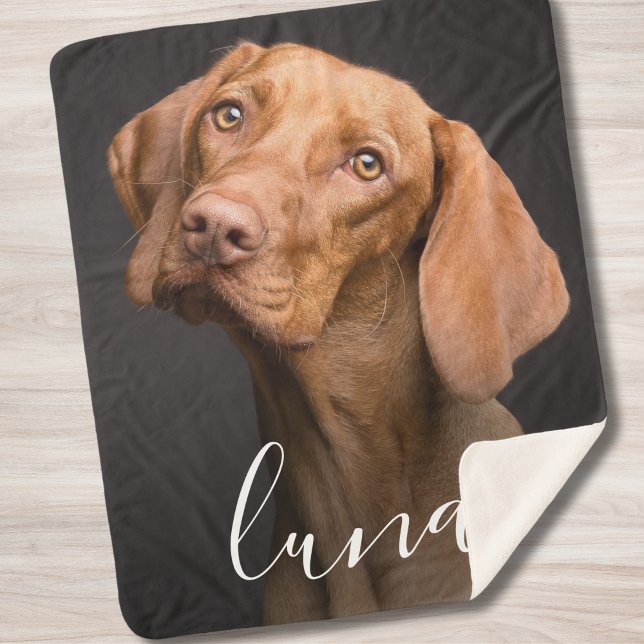 Cobertor Sherpa Nome Personalizado de Pet de Fotografia (Pet Dog Photo Blanket)