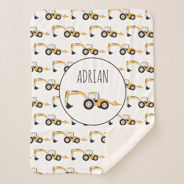 Cobertor Sherpa Nome Personalizado do Caminhão de Construção Backh (Frente)