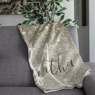 Cobertor Sherpa Nome Personalizado do Glitter Glitter Dourado Mode