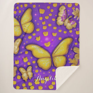 Cobertor Sherpa Nome Personalizado do Jardim da Borboleta