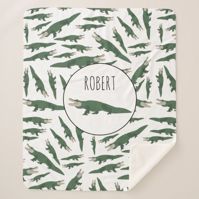 Cobertor Sherpa Nome Personalizado do Padrão Crocodilo do Alligado (Frente)