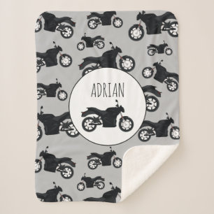 Cobertor Sherpa Nome Personalizado do Padrão de Motociclo