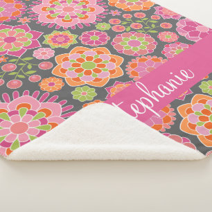 Cobertor Sherpa Nome Personalizado do Padrão Floral Primavera Colo