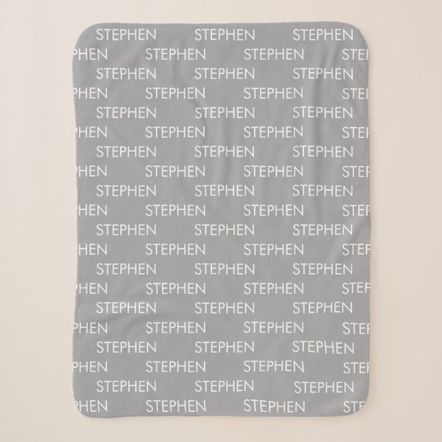 Cobertor Sherpa Nome personalizado minimalista cinza  (Frente)