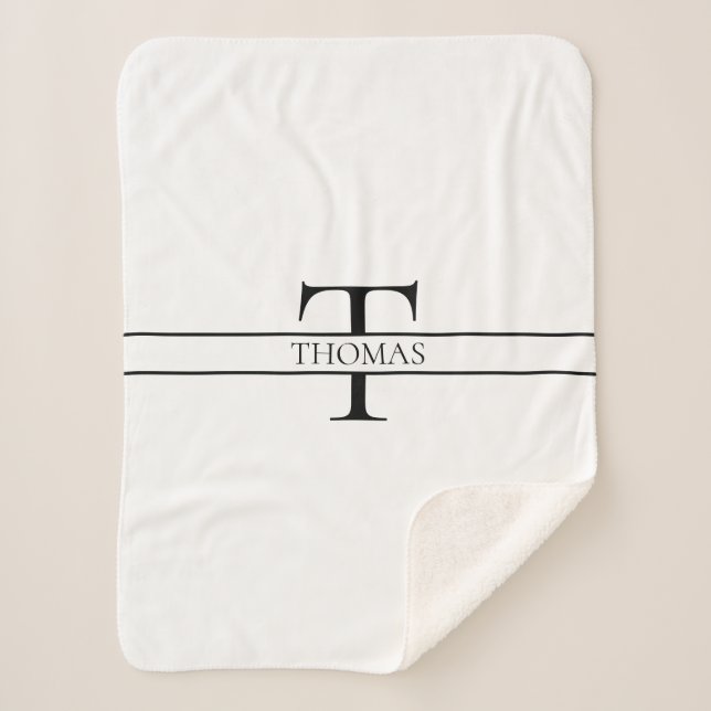 Cobertor Sherpa Nome Personalizado Personalizado Elegante Monogram (Frente)