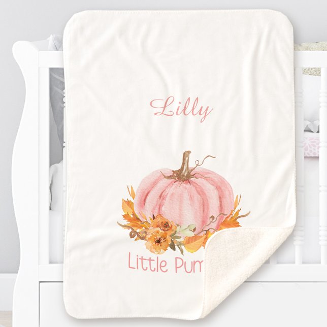 Cobertor Sherpa Nome Personalizado Rosa Pequeno Pumpkin (Little Pumpkin Pink Custom Name Sherpa Blanket)