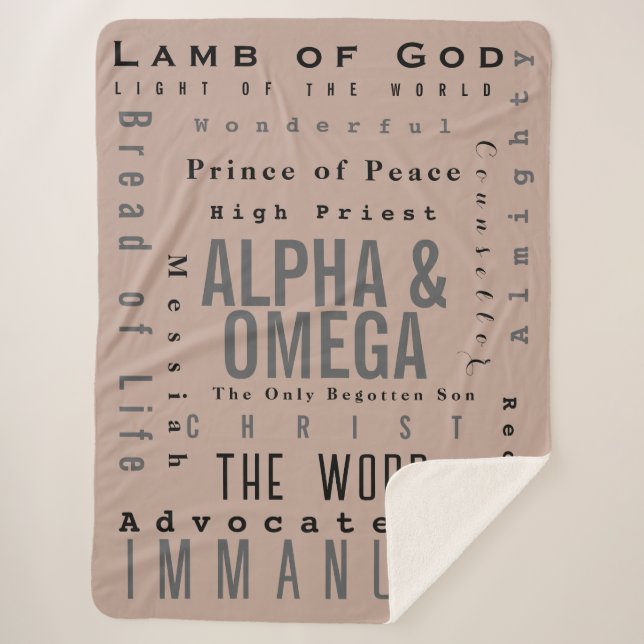 Cobertor Sherpa Nomes Cristãos De Deus, Simples Moderno (Frente)
