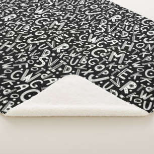 Cobertor Sherpa Nordic Folk Art Alpha Jumbles Sherpa Blanket