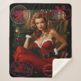 Cobertor Sherpa North Pole Airmail Vintage Pinup Women – Retro