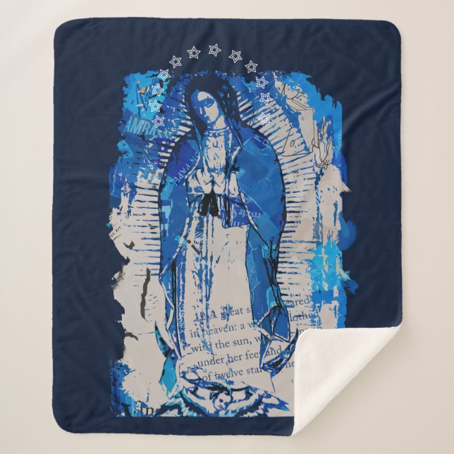 Cobertor Sherpa Nossa Senhora de Guadalupe Collage (Frente)