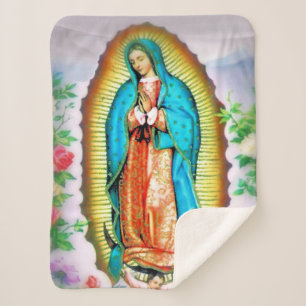 Cobertor Sherpa Nossa Senhora de Guadalupe Floral