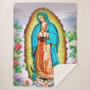 Cobertor Sherpa Nossa Senhora de Guadalupe Floral