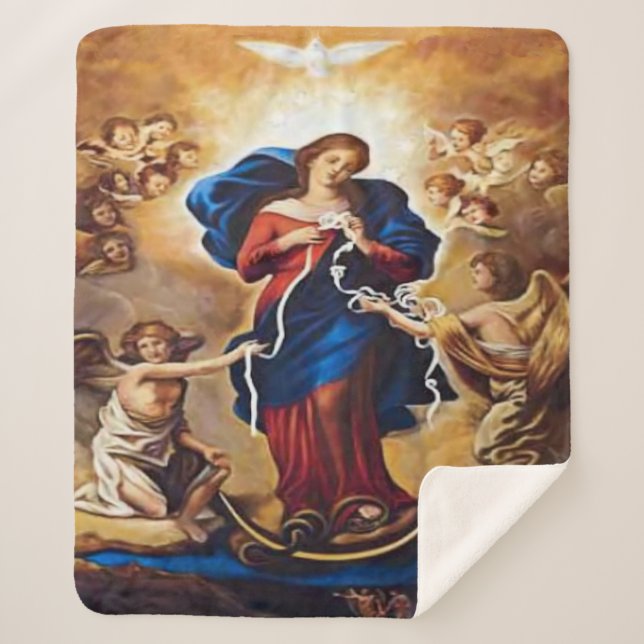 Cobertor Sherpa Nossa Senhora Undoer of Knots (Frente)