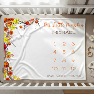 Cobertor Sherpa Nosso Pequeno Pumpkin Autumn Wreath Baby Miles