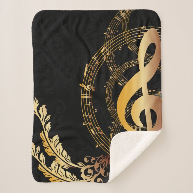 Cobertor Sherpa Nota de música elegante design (Frente)
