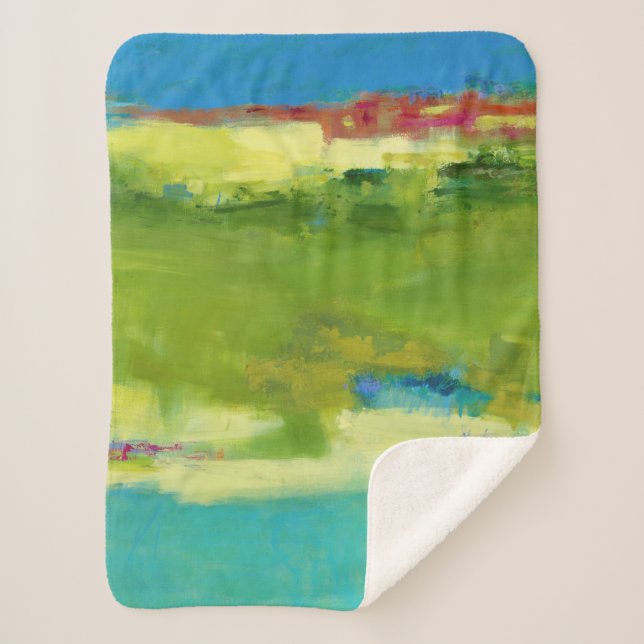 Cobertor Sherpa Notas de campo - Arte verde Abstrato (Frente)