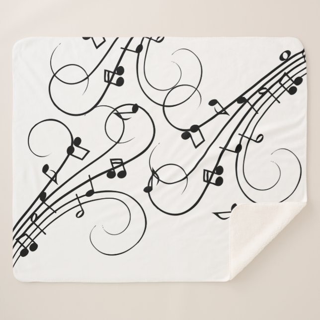 Cobertor Sherpa Notas Musicais Elegantes (Frente (Horizontal))