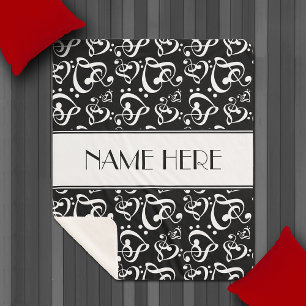 Cobertor Sherpa Notas preto e branco feitas sob encomenda da