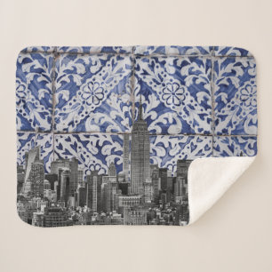 Cobertor Sherpa Nova Iorque - Arranha-céus com Azulejos portugues