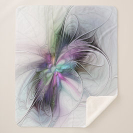 Cobertor Sherpa Nova Vida, Fantasia Colorida de Arte Fractal Abstr