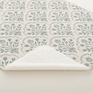Cobertor Sherpa Novo padrão de flor de vieira em verde sálvia de c