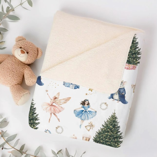 Cobertor Sherpa Nutcracker Ballet Natal Nostálgico  (Nutcracker Ballet Christmas Sherpa Blanket)