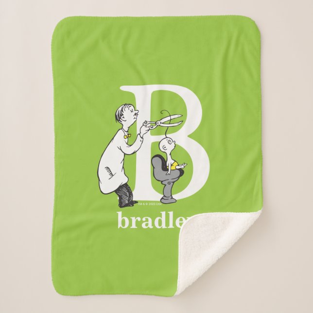 Cobertor Sherpa O ABC do Dr. Seuss: Letra B - Branco | Adicione se (Frente)
