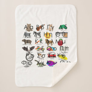 Cobertor Sherpa O alfabeto grego escreve palavras e fotos