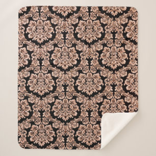 Cobertor Sherpa O bordado do rosa vermelha vintage é um padrão p