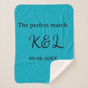 Cobertor Sherpa O casal nome letra data azul sim perfeito