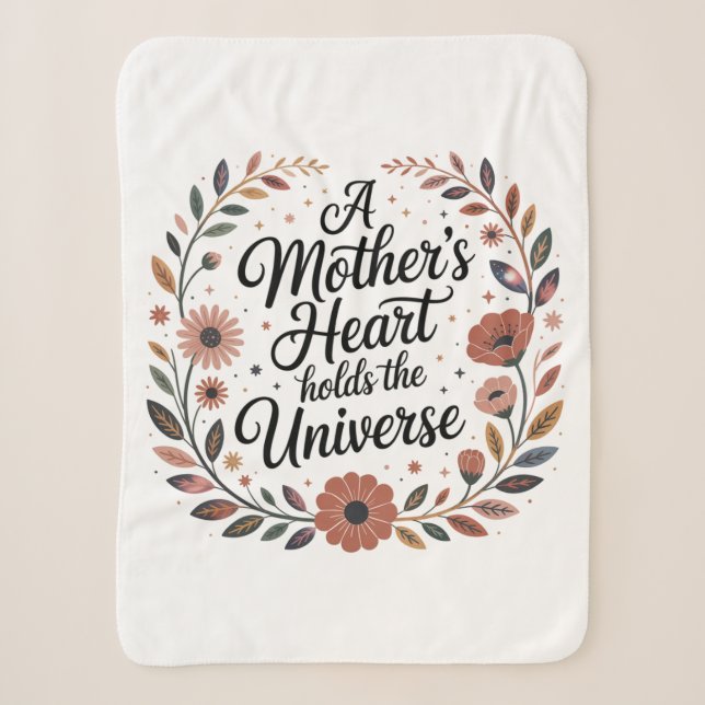 Cobertor Sherpa O Coração de uma Mãe Abraça o Universo (Frente)