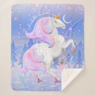 Cobertor Sherpa O doce sonho do bebê, Frozen Lake Unicorn Princes